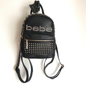 NWT Bebe Jett Sone Mini Logo Backpack Black bling